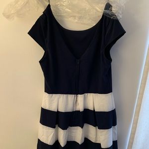 Dark Navy and White Striped Dress with capped sleeves size 11/12